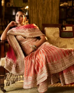 Falaknuma Burnt Orange Gota Patti Sharara Set