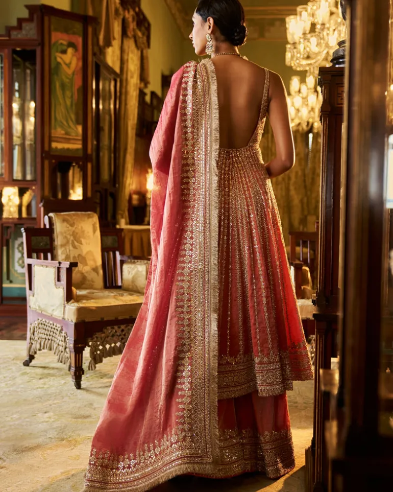 Falaknuma Burnt Orange Gota Patti Sharara Set
