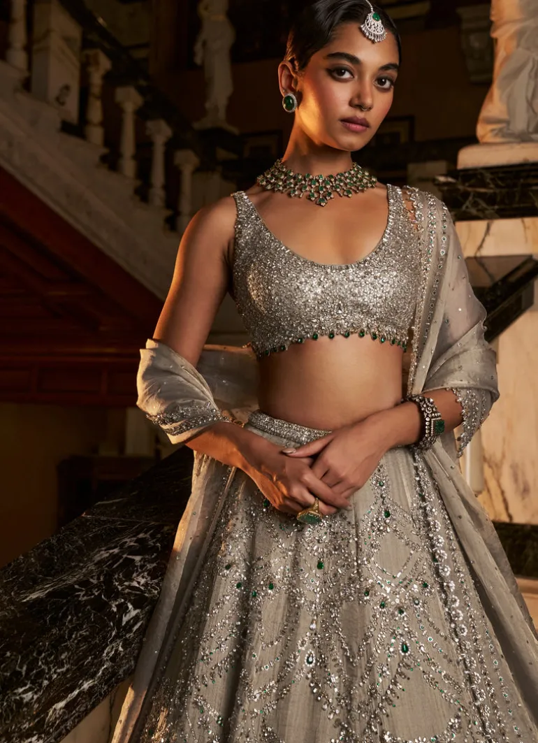 Falaknuma Champagne Chandelier Lehenga Set