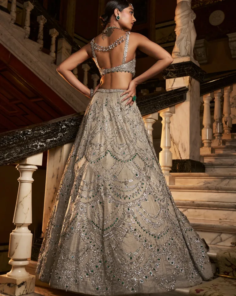 Falaknuma Champagne Chandelier Lehenga Set