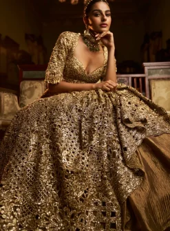 Falaknuma Gold Cut Work Lehenga Set