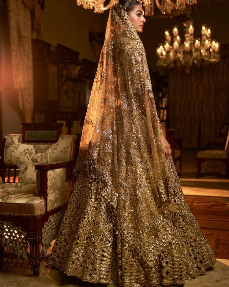 Falaknuma Gold Cut Work Lehenga Set