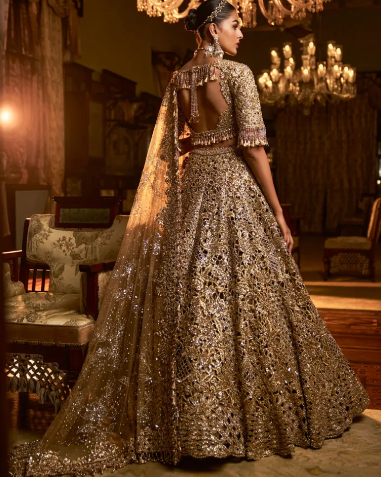 Falaknuma Gold Cut Work Lehenga Set