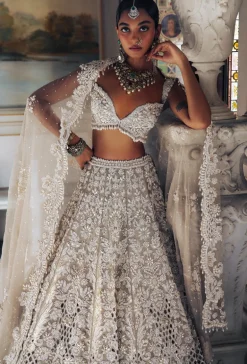 Falaknuma Nude Pearl Cut Work Lehenga Set