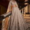 Falaknuma Nude Silver Cutwork Lehenga Set