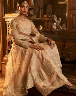 Falaknuma Powder Peach Gota Patti Kurta Set