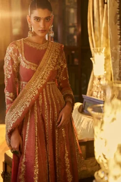 Falaknuma Red Gota Patti Sharara Set