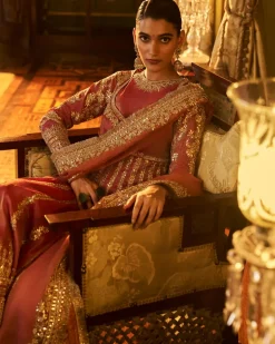 Falaknuma Red Gota Patti Sharara Set