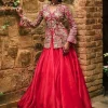 Farasha Pink Jacket And Skirt Set