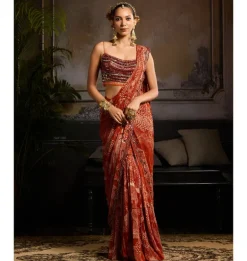 Fiery Autumn Sunset Sari Set