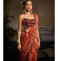 Fiery Autumn Sunset Sari Set