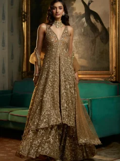 Fiori Antique Gold High-Low Sharara Set