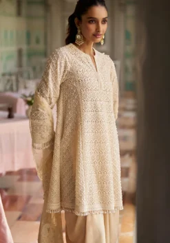 Fiori Cream Pearl Dhoti Set