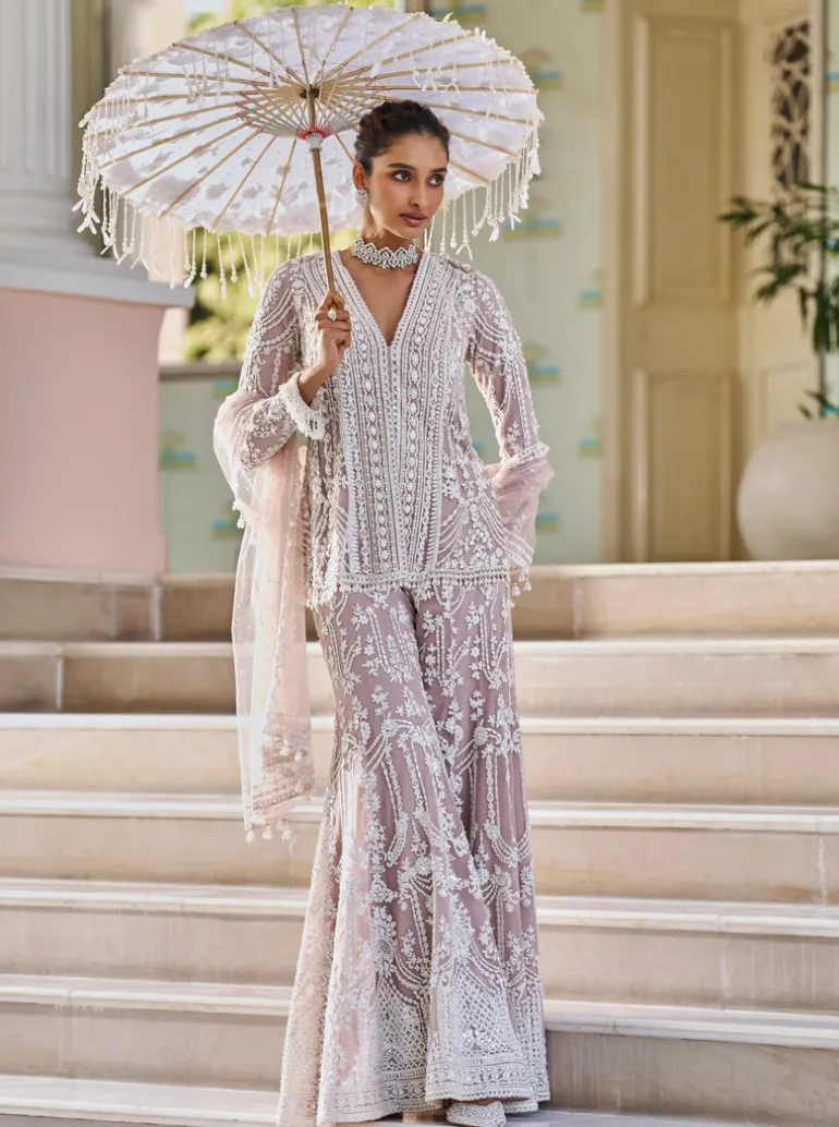 Fiori Mauve Dori Sharara Set