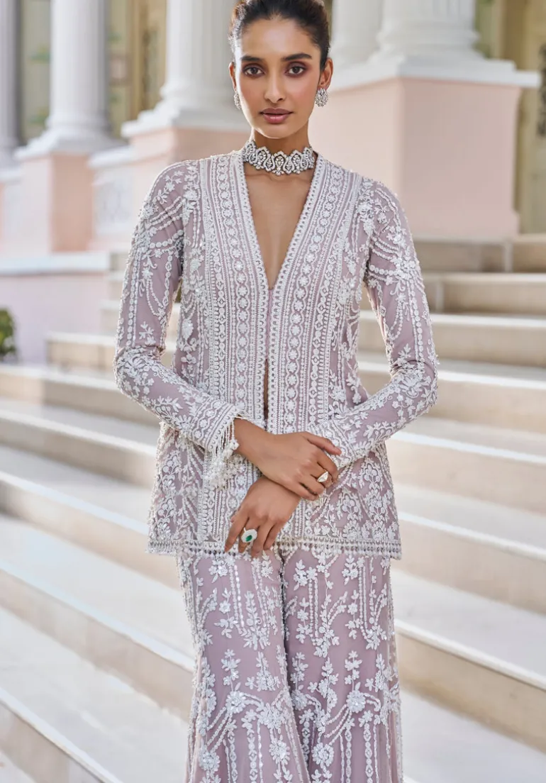 Fiori Mauve Dori Sharara Set