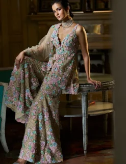 Fiori Multi-Coloured Three-Dimensional Sharara Set