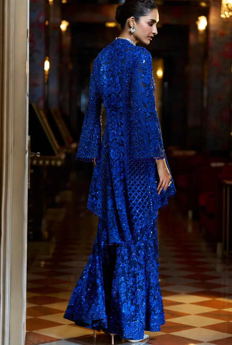 Fiori Navy Blue Thread Work Sharara Set