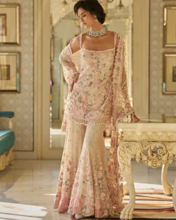 Fiori Nude Multi-Coloured Three-Dimensional Sharara Set