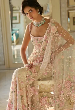 Fiori Nude Multi-Coloured Three-Dimensional Sharara Set