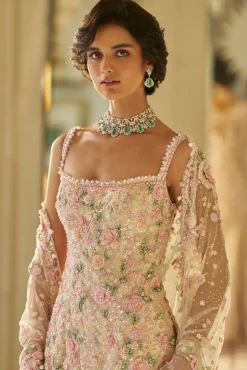 Fiori Nude Multi-Coloured Three-Dimensional Sharara Set