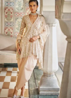 Fiori Nude Pearl Dhoti Set