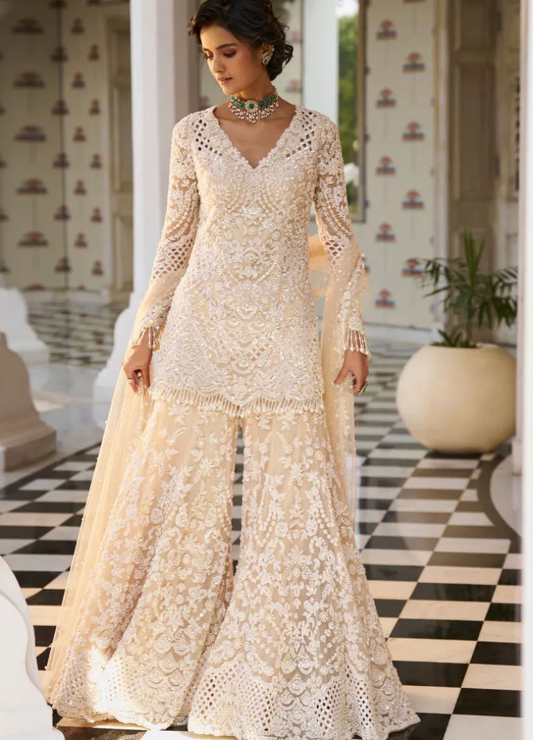 Fiori Nude Pearl Sharara Set