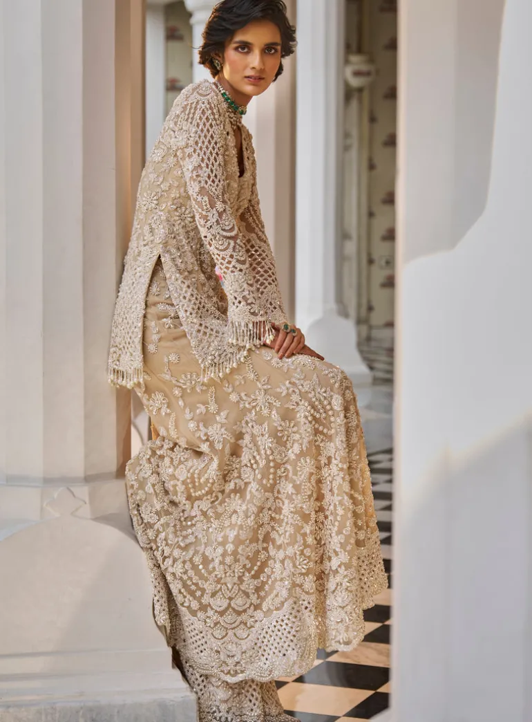 Fiori Nude Pearl Sharara Set