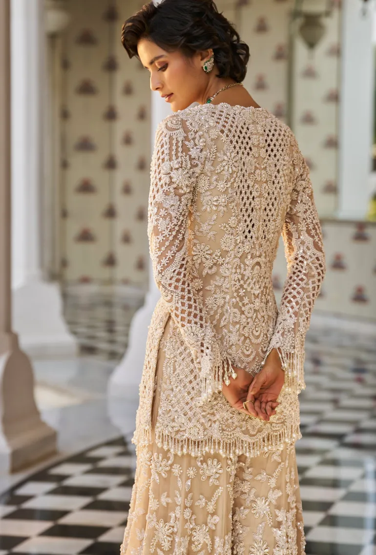 Fiori Nude Pearl Sharara Set