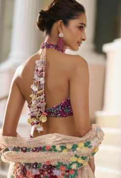 Fiori Ombre Multi-Coloured Three-Dimensional Floral Sharara Set