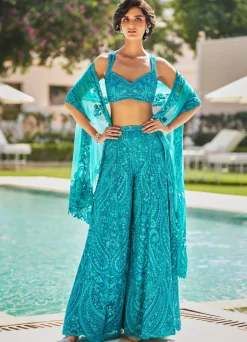 Fiori Turquoise Paisley Sharara Set