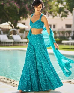 Fiori Turquoise Paisley Sharara Set