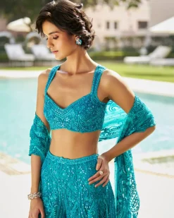 Fiori Turquoise Paisley Sharara Set