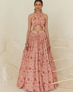 Floral Halter Top And Skirt Set