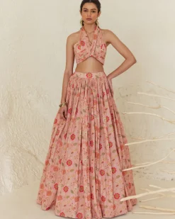 Floral Halter Top And Skirt Set