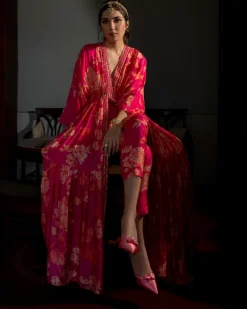 Flourishing Floral Jaal Kaftan Set