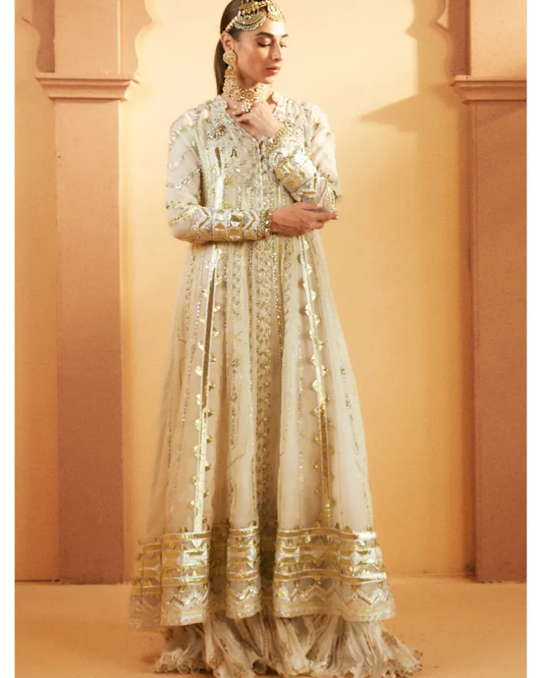 Foil-Embossed Anarkali Set