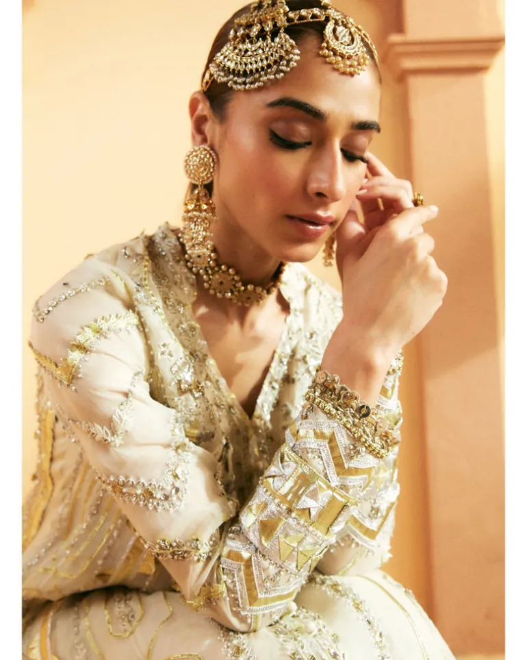 Foil-Embossed Anarkali Set