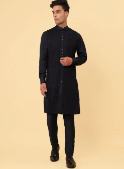 Four-Way Arrow Centre Bib Embroidered Kurta Set