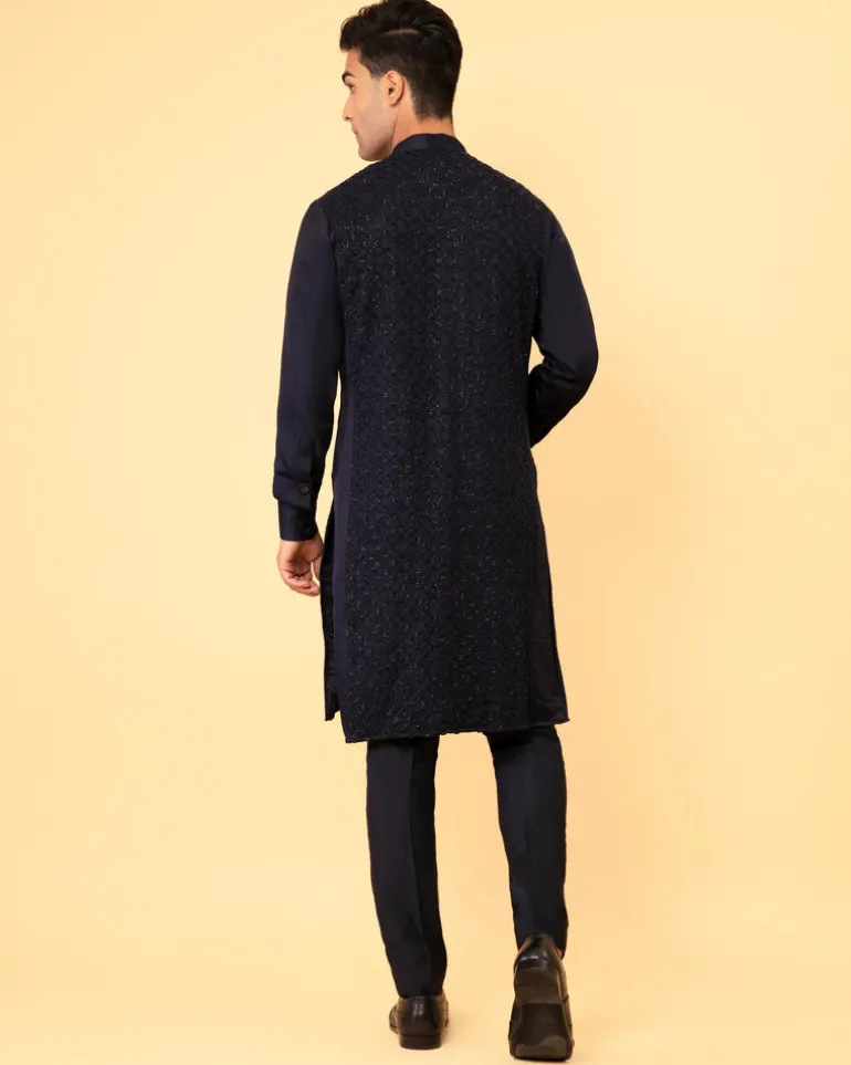 Four-Way Arrow Centre Bib Embroidered Kurta Set