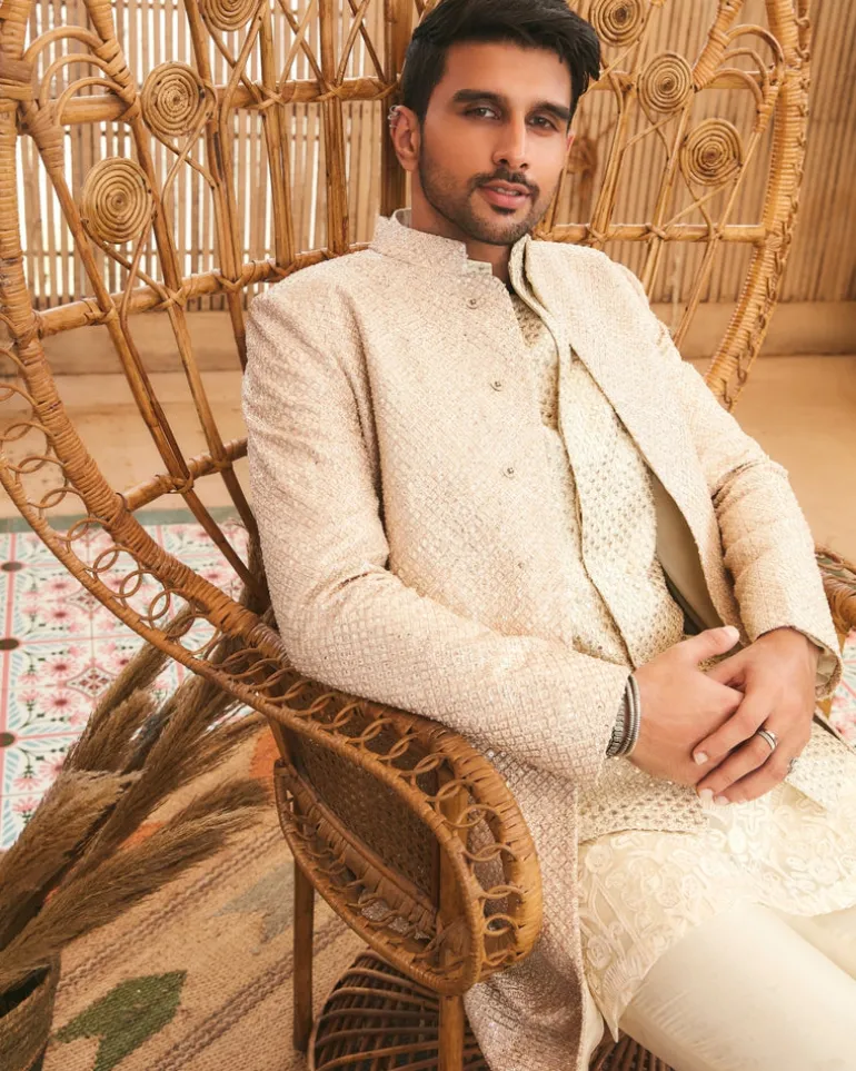 French Knot Sherwani Set