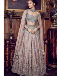 French Rose Aurum Tissue Lehenga Set