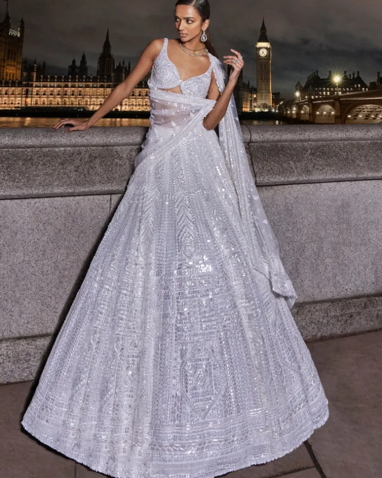 Frosty White Sequin Lehenga Set
