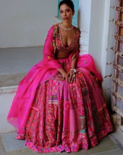 Fuchsia Embellished Lehenga Set