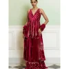 Fuchsia Embroidered Velvet Sharara Set