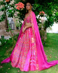 Fuchsia Floral Lehenga Set