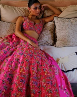 Fuchsia Floral Lehenga Set