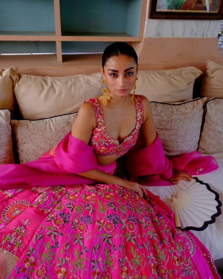Fuchsia Floral Lehenga Set