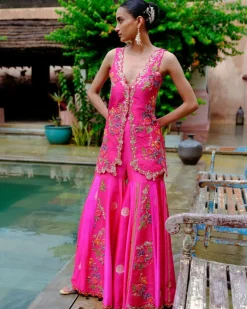 Fuchsia Floral Sharara Set
