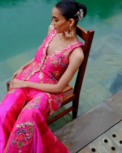Fuchsia Floral Sharara Set