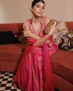 Fuchsia Peplum Sharara Set